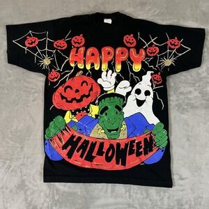 Vintage Freeze Happy Halloween Shirt Mens Large Black Monster Graphic 1996